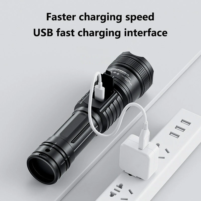 مصباح يدوي تكبير تلسكوبي من Xiaomi، ضوء قوي قابل لإعادة الشحن، فائق السطوع، طويل المدى، صغير محمول للمنزل، خارجي، مصباح LED متين