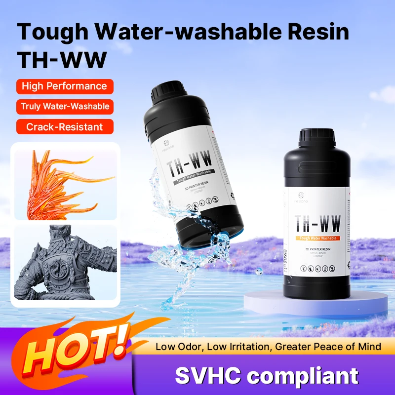 Resione TH-WW Resina resistente 3D lavabile ad acqua Resina fotopolimerica ad alta precisione a basso restringimento per stampante 3D LCD DLP 4K/8K