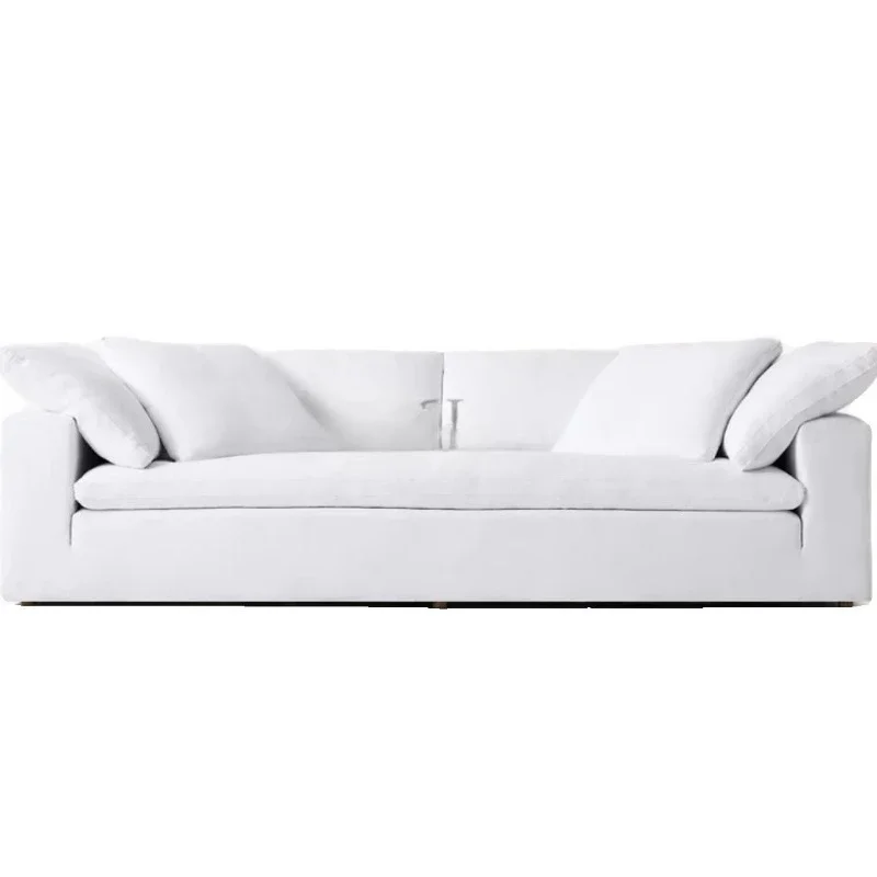

Modern Simple Linen American Vintage Living Room Cotton-Linen Cloud Double Triple Set Sofa