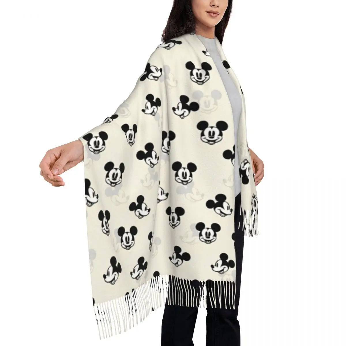 Mickey Mouse Head Shawls Wraps Women Warm Large Long Scarf Neckerchief Shawl Scarves