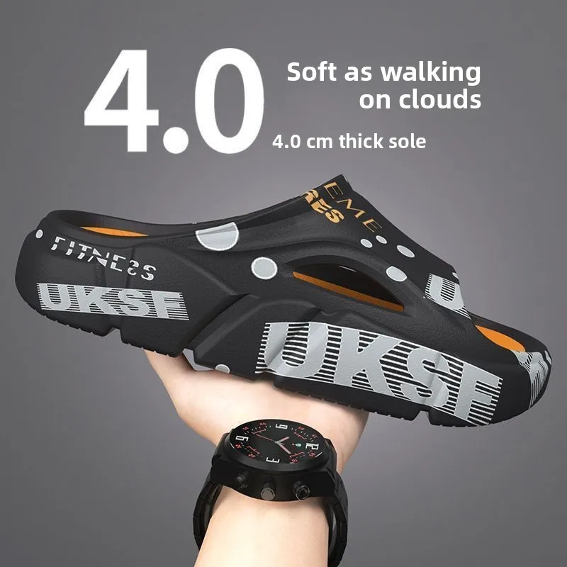 

Men's Summer Outdoor Slippers Anti-Slip Home Comfort Sports Trendy Flat Sandals Breathable Slip-On Shoes for Indoor Outdoor Use