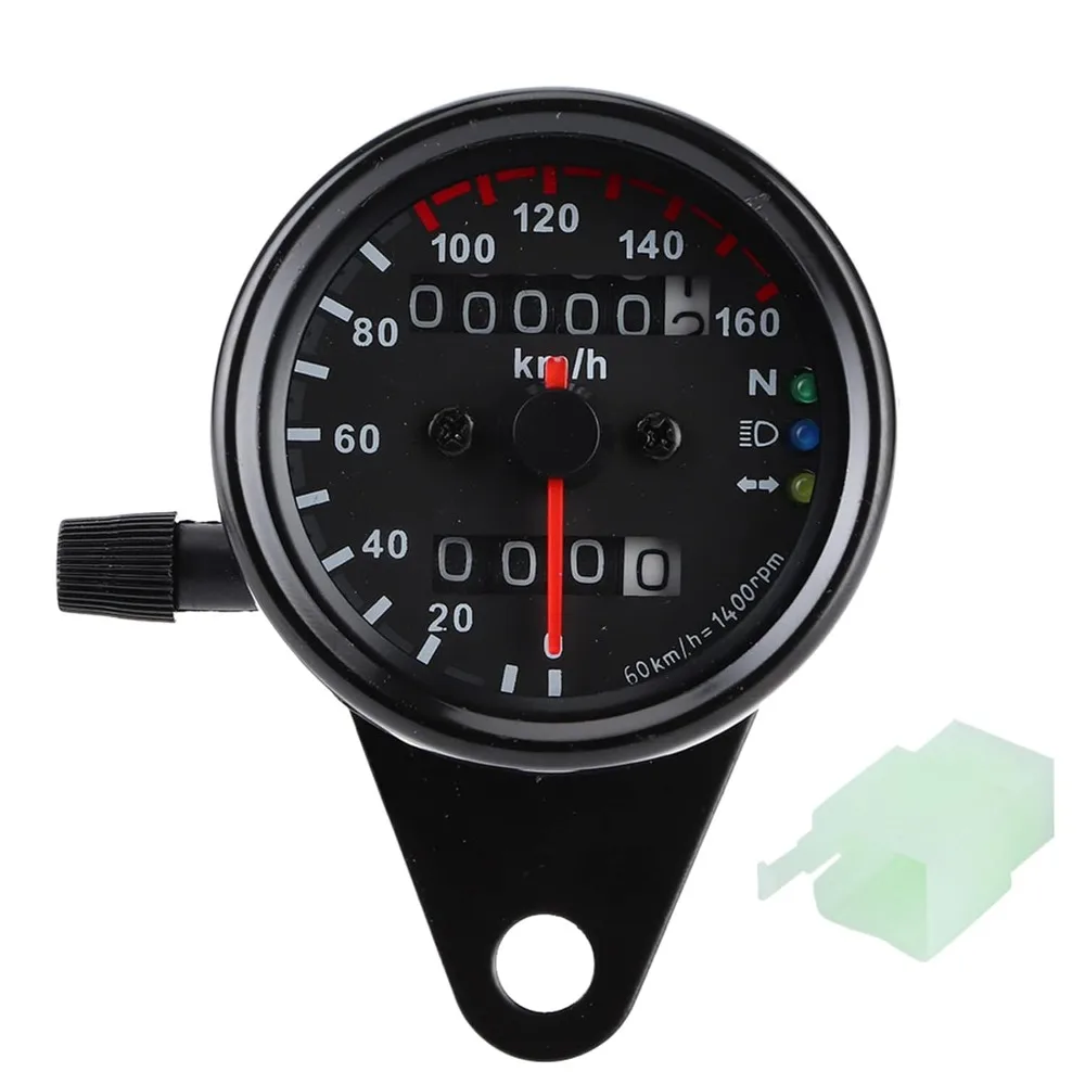 Dual Display LED Backlight Speedometer Gauge Black Shockproof Dual Odometer Gauge Digital Display Speedometer Motorcycles