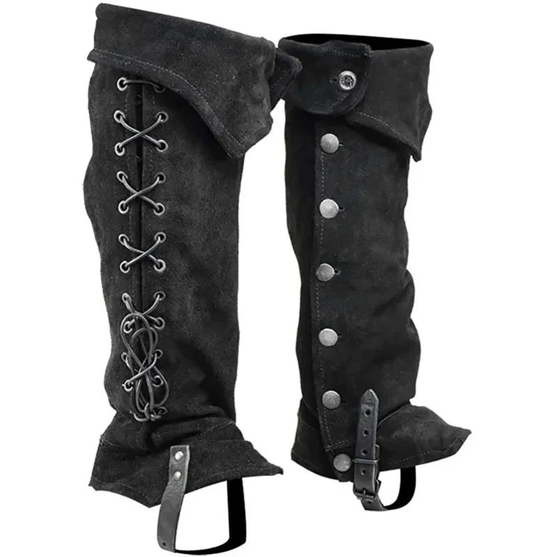 Medieval Gothic Punk Leg Armor Viking Warrior Knight Bandage Boots Case Men Women Cosplay Shoes Cover Retro Foot Guard MN3