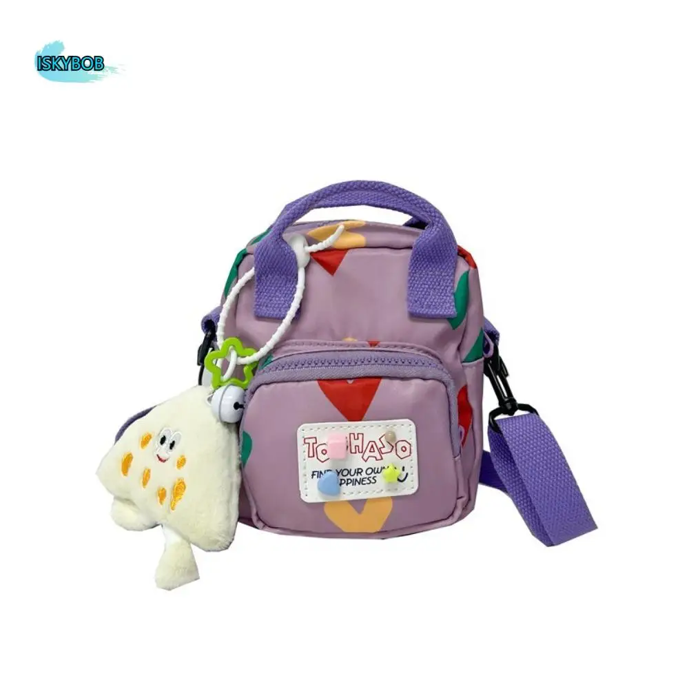 Korean Style Crossbody Shoulder Bag Love Heart Printed Cartoon Mini Dopamine Handbag Color Contrast Fashion