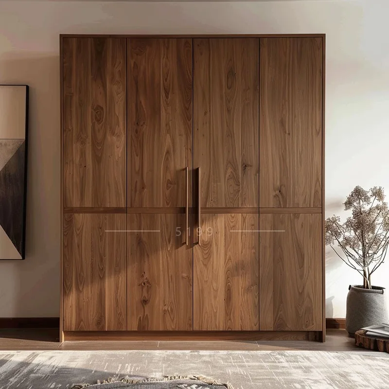 #Solid Wood Wardrobe, Bedroom, Household Small Apartment Log Finished Cabinet, Children's Wardrobe Assembly, Top Cabinet With Dr