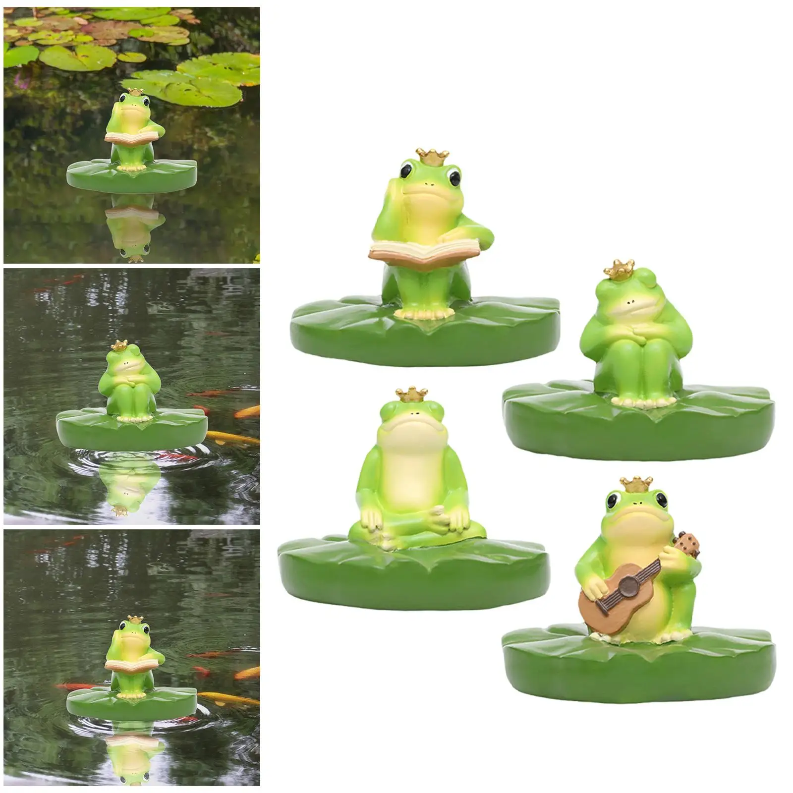Garden Frog Statue Pond Decoration Collectible Art Craft Can Float on Water for Courtyard Farmhouse Indoor Outdoor Pathway