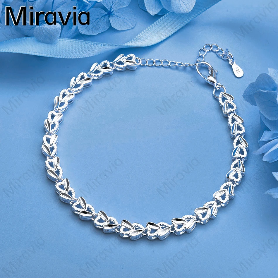 

Miravia 925 Sterling Silver Heart to Heart Bracelet Women Charm Fashion Engagement Jewelry