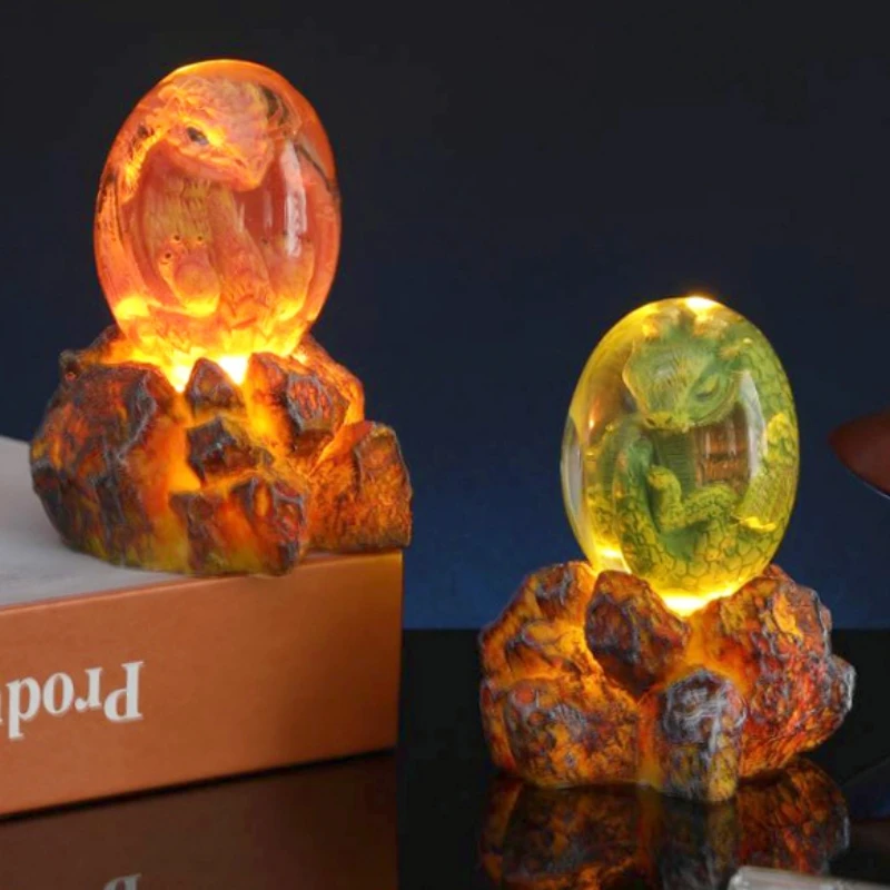 Hot Lava Dragon Egg Resin Statue Ornamental Dinosaur Eggs Sculpture Crystal Gemstone Souvenir Home Decor Collection Kid Gift Toy