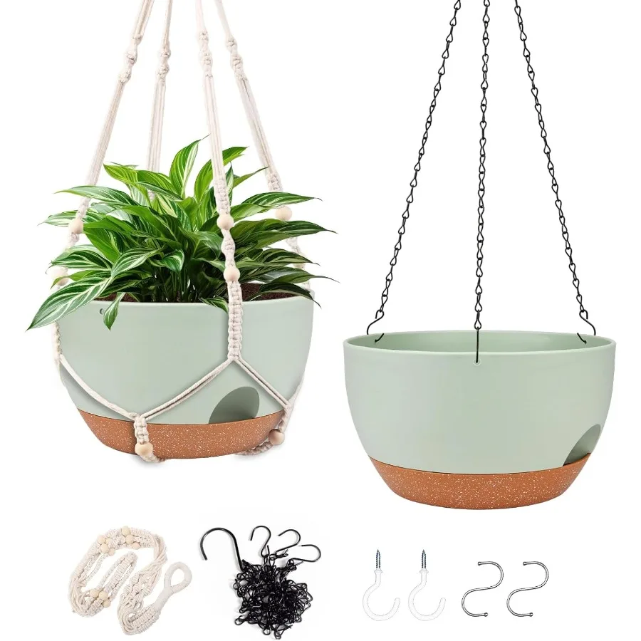 

Подвесные горшки для уличных комнатных растений, 2 упаковки, 12-дюймовые подвесные корзины для растений, уличные самополивающиеся подвесные горшки с план