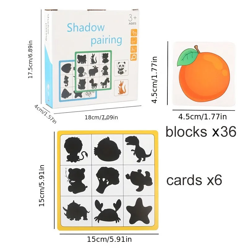 1 set houten vorm speelgoed dier fruit schaduw koppelen vorm puzzel logisch denken spel educatief speelgoed voor kinderen