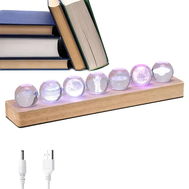 

Led Night Light 3D Crystal Ball Night Light Dreamy Illumination Ornament With Wooden Base For Living Room Study Room Dormitory