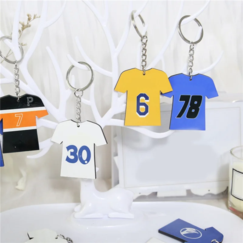 AB11-144Pcs porte-clés par Sublimation vierges en vrac-porte-clés vierges par Sublimation avec Film de protection blanc-porte-clés de sport en MDF