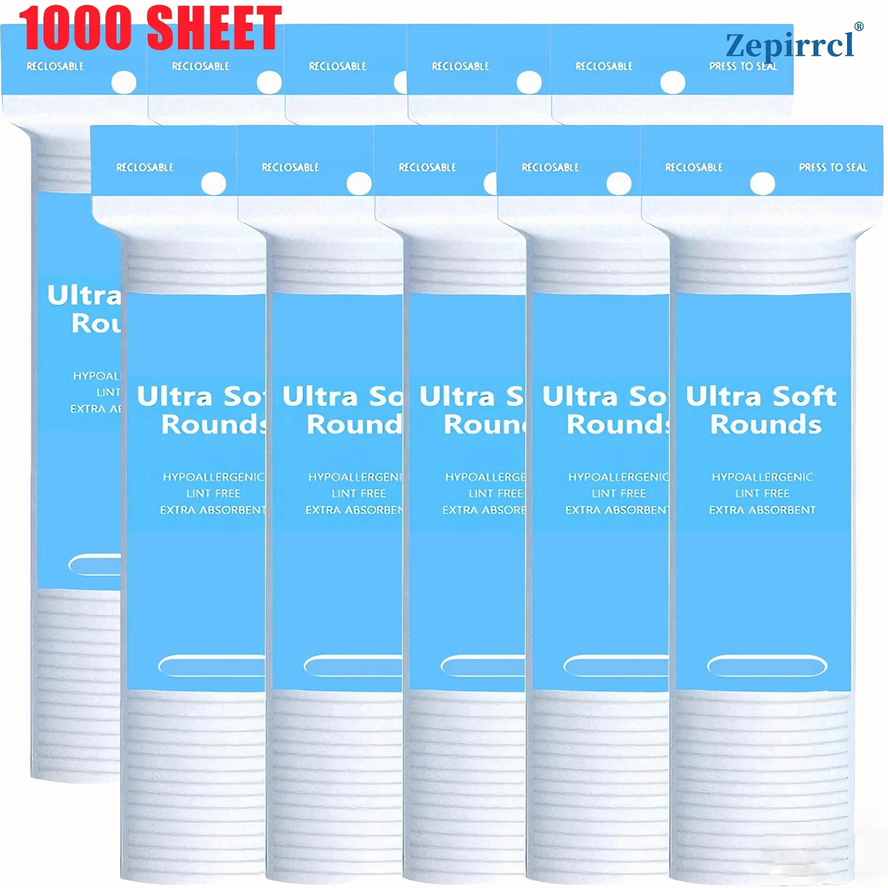 1000 Sheets, Disposable Round Facial Cleansing Pads, Makeup Remover Pads. Great for daily skincare and skin cleansing, perfect for makeup and nail polish removal. 3‑layer thickened design, soft and thick, suitable for all skin types. 6*6cm, 100sheets/pack