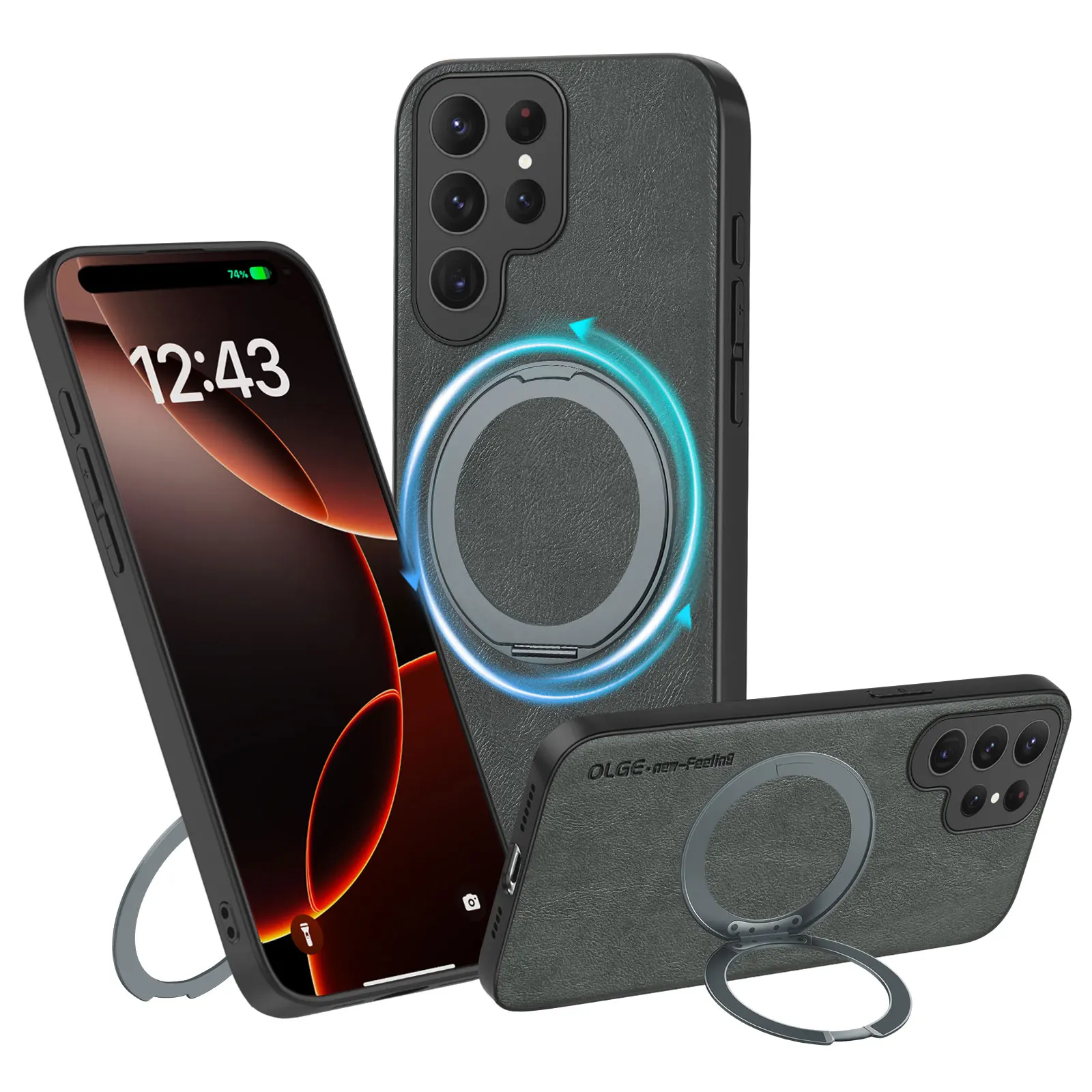 Magnetischer Standhalter Handyhülle für Samsung Galaxy S26FE S25 Ultra S24 S23 S22 S21 Plus A27 A57 A37 A17 A07 A56 A36 A16 Lederhülle