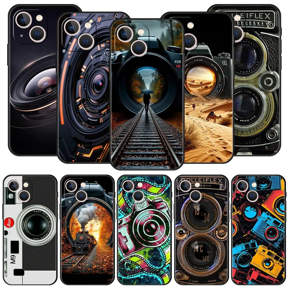 Retro Camera Phone Case Cover for iPhone 17 16 15 14 13 12 11 Pro Max 17 Air Plus Shockproof Soft TPU Shell Fundas Capas Coque