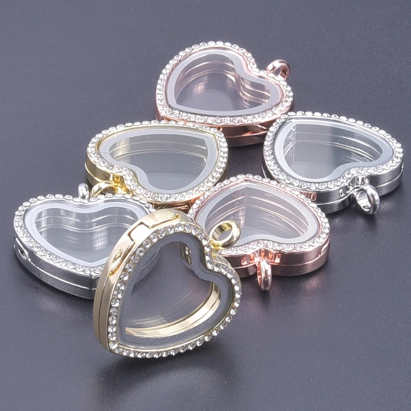 1Pc Vintage Moon Star Round Reliquary Picture Locket Pendant Punk Geometric Heart Floating Memory Relicario Pendentif Making