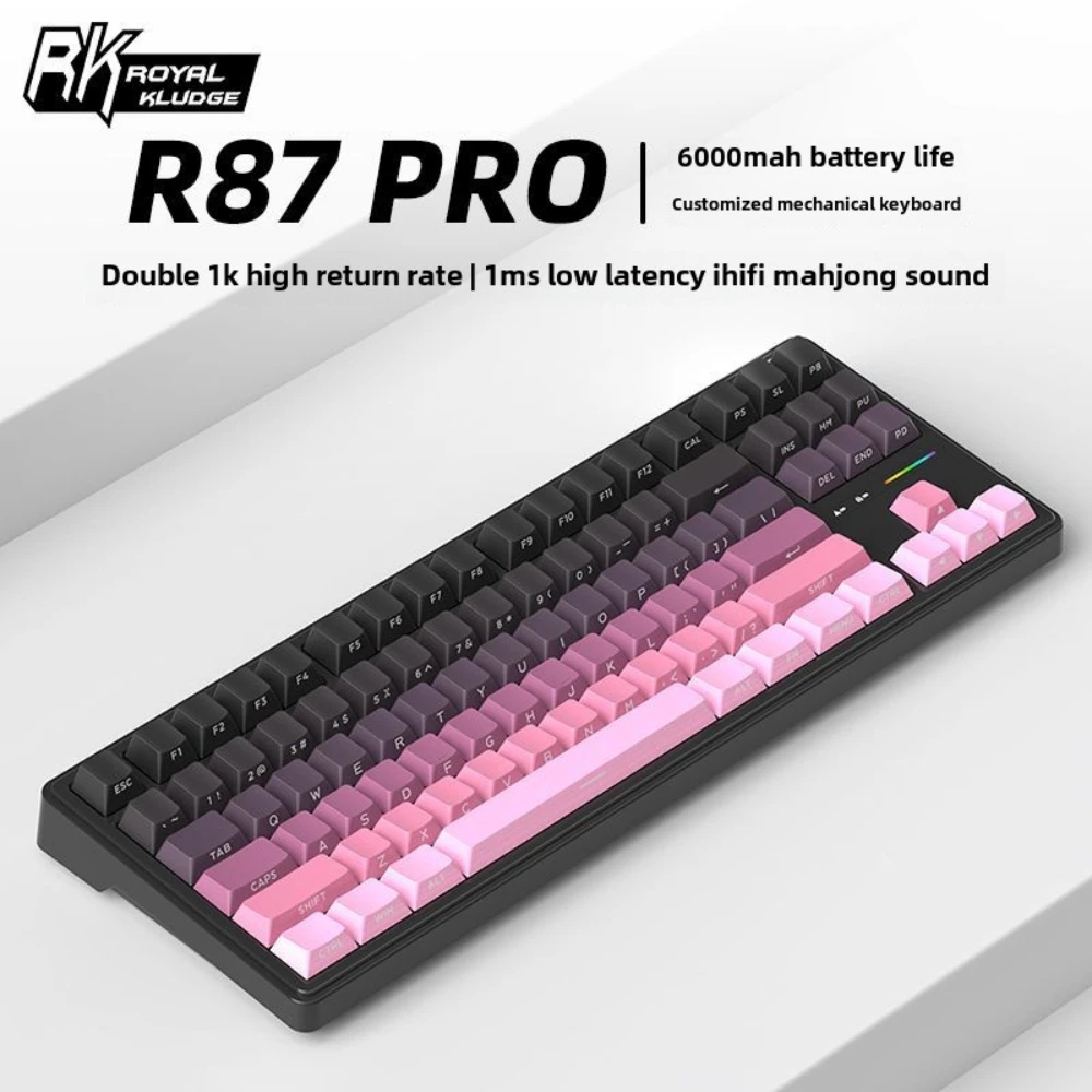 RK R87Pro Wireless Mechanical Keyboard RGB 3mode Hot Swappable Customized Gaming Keyboard Mahjong Sound Compatible Office/Gaming