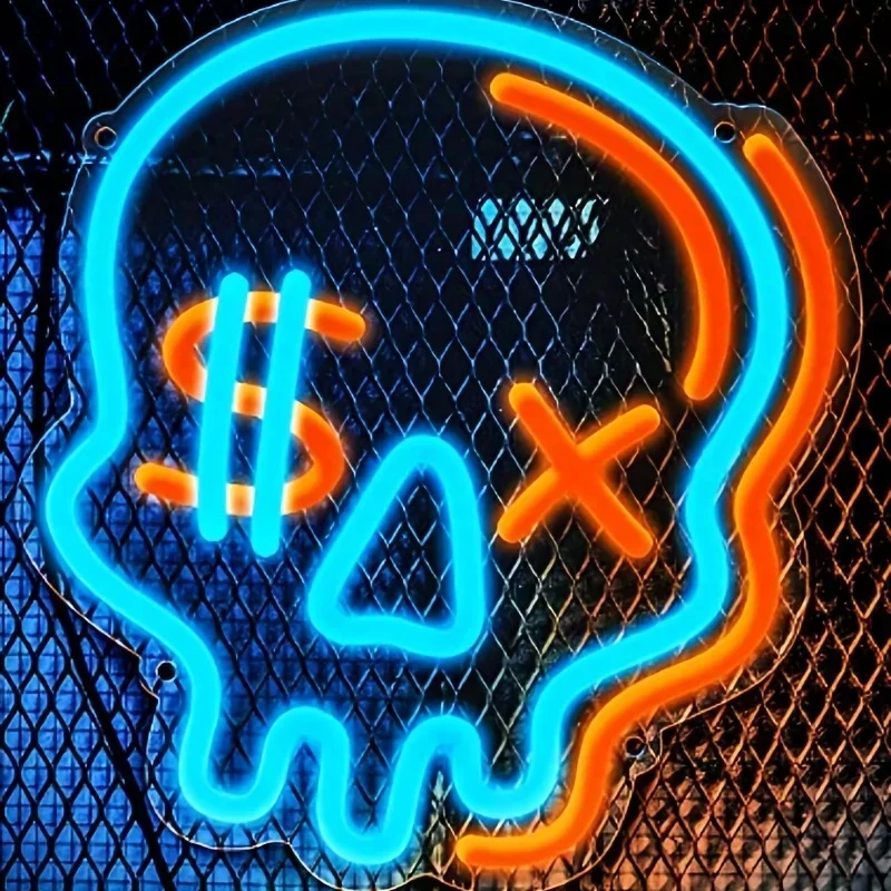 

Cute Skull Neon Sign For Wall Decoration Bedroom Bar Restaurant Decor LED Light USB Powered Halloween Christmas Gifts For Boys