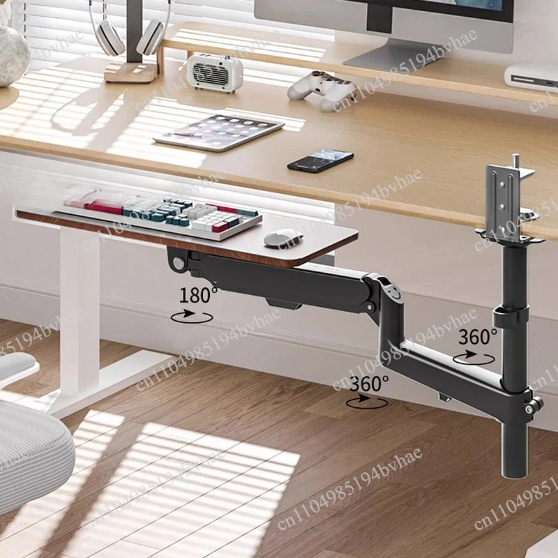 Adjustable Under-Desk Keyboard Support Bracket Foldable Swivel Pull-out Keyboard Tray With Mouse Holder Workstation Accessory