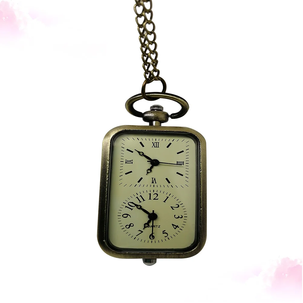 

1pc Retro Vintage Watch Necklace Double Movement Alloy Pendant Chain Alloy Pocket Watch For Men Women Fashion Jewelry Gift