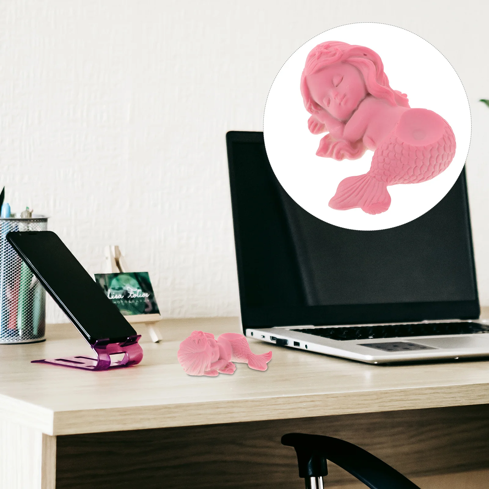 

Miniature Mermaid Statue Small Resin Craft Delicate Figure With Crystal Ball Base For Home Office Garden Decor Table