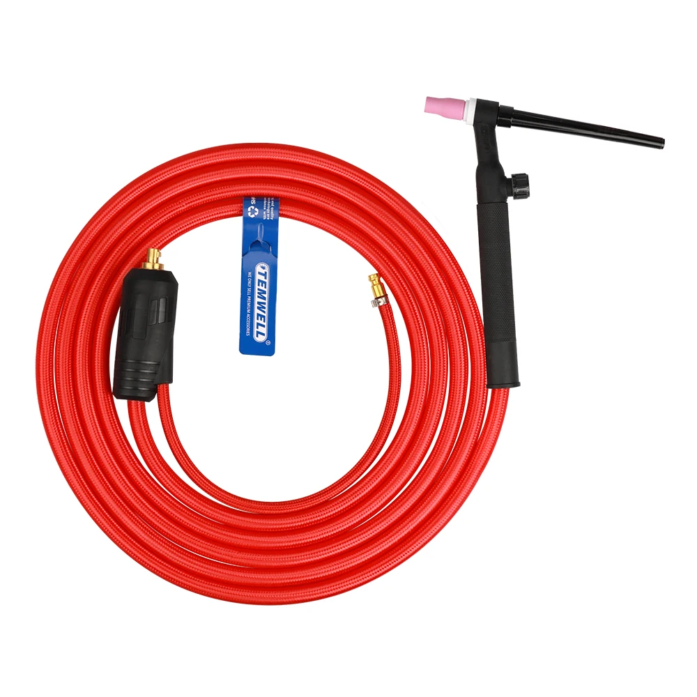 WP9FV 120A TIG Welding Torch 3m/4m Soft Hose Gas Tungsten WP9 Argon Air Cooled Flexible Valve 10-25 8mm Quick Connector Welder