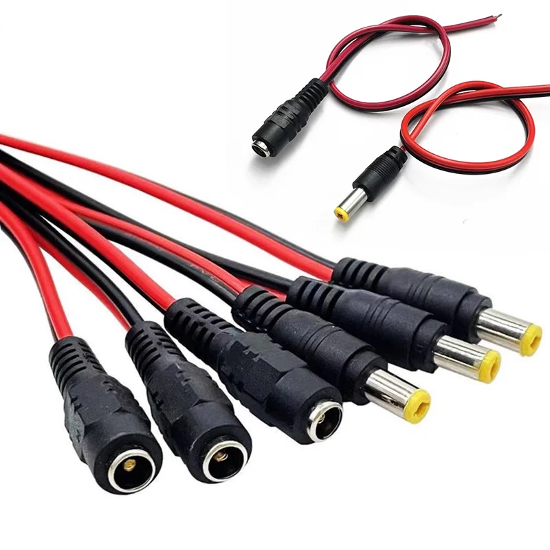 5/20 szt. Złącza 12 V DC Męskie żeńskie Jack Kabel Adapter linii drutowej Wtyczka Zasilacz 5,5 * 2,1 mm