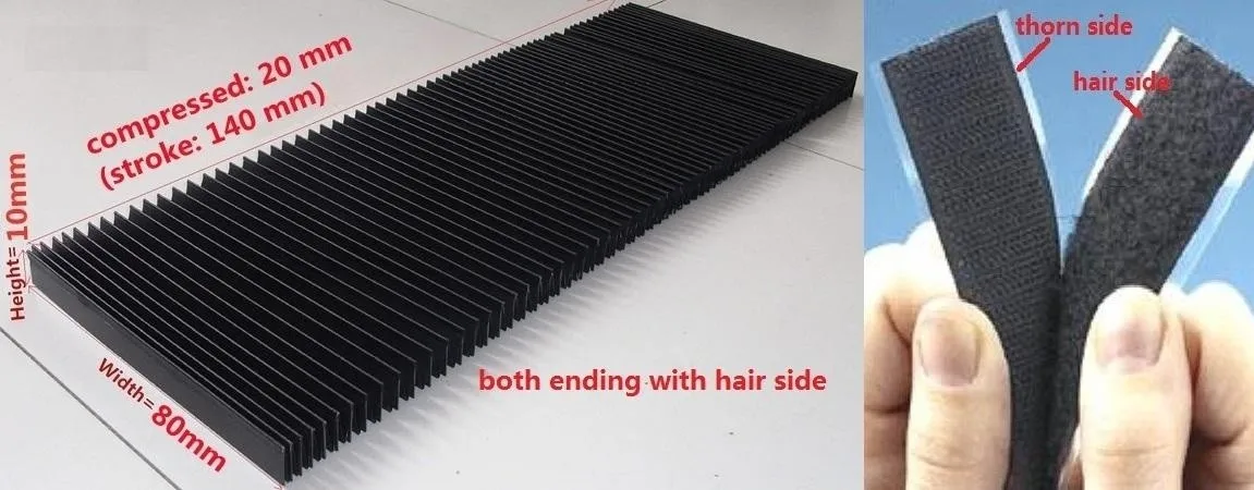 Straight protective bellow covers for cnc machine-W=80mm H=10mm, stroke 140mm