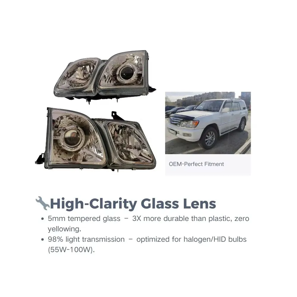 

A Pair Car Headlights LX470 for Lexus 1998-2007 8115060801 811106A081 UZJ100 2UZFE Head Lamp