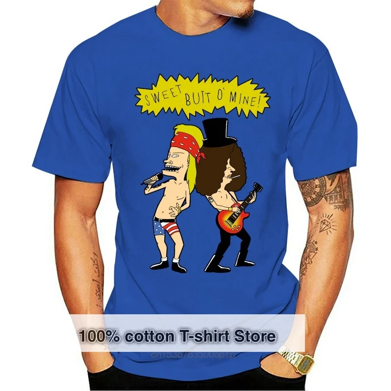 Beavis And Butthead X Guns N'; Roses Sweet Butt O'; Mine Funny Black T-Shirt Birthday Gift Tee Shirt