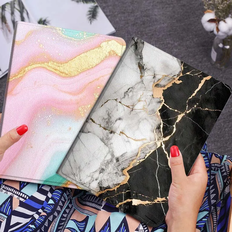 

Black White Gold Marble Gift Tablet Case For Lenovo Xiaoxin Legion Pad Tab Pro GT Y700 Gen4 2 11 P11 M10 K10 3rd Plus Gen