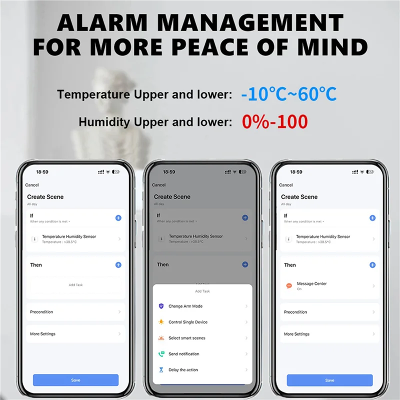 ABMF-2X Tuya Zigbee Temperature Humidity Sensor Smart Home Temperature Sensors Works With Alexa Google Assistant Smart Life