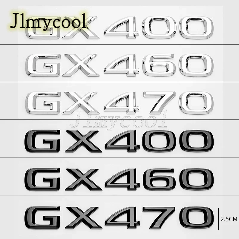 

3D Chrome Glossy Black ABS Letters Number GX400 GX460 GX470 Emblem For Lexus Car Trunk Logo Badge Sticker