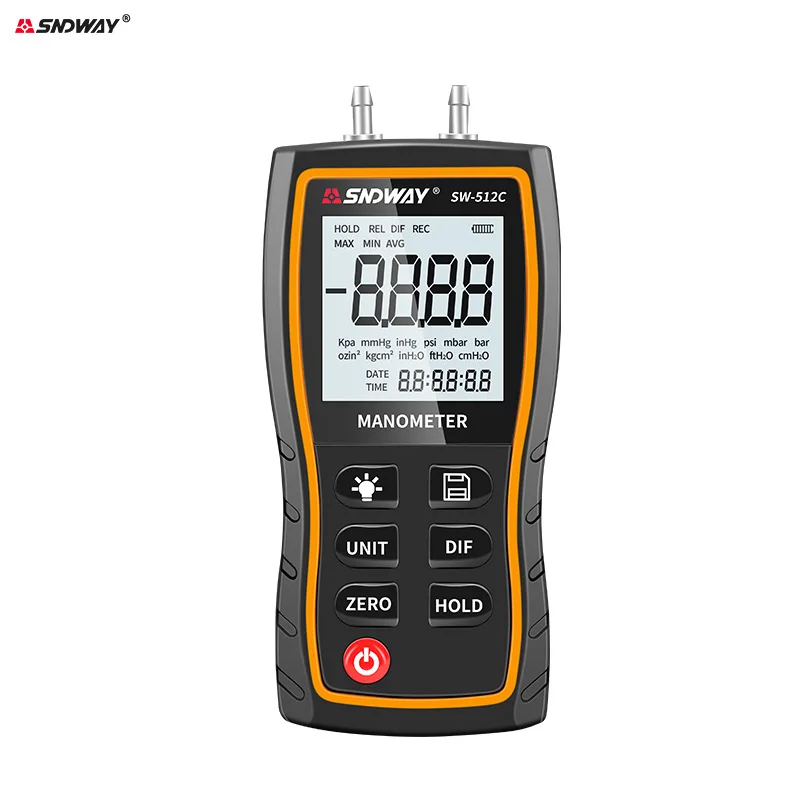 Sndway SW-512C High Precision Digital Display Manometer Handheld Differential Pressure Gauge with High Precision Meter