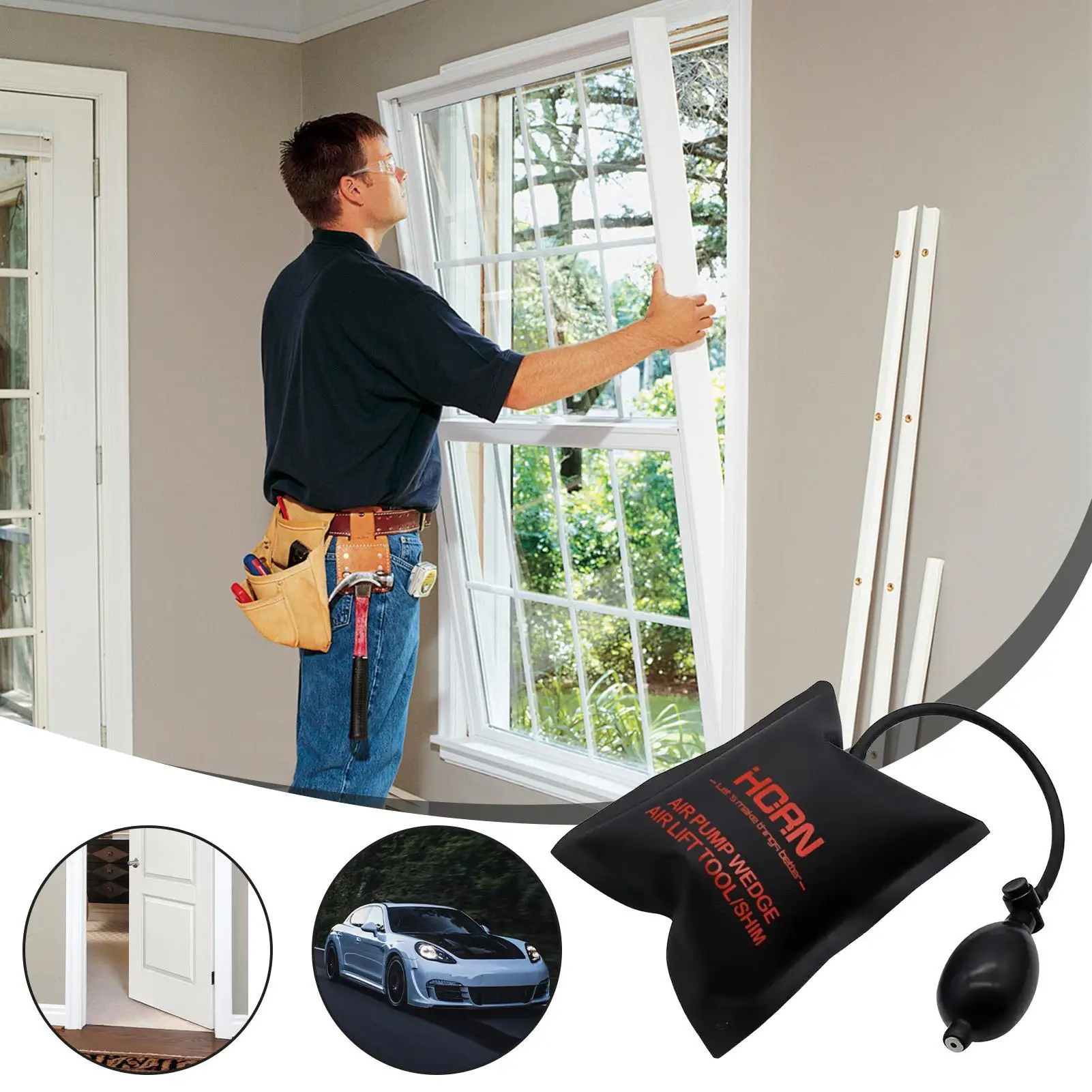 Air Wedge Inflatable Automobile Door Leveling Pump Bag Auto Door Air Wedge For Sedan Automotive SUV RV Home Garage Workshop