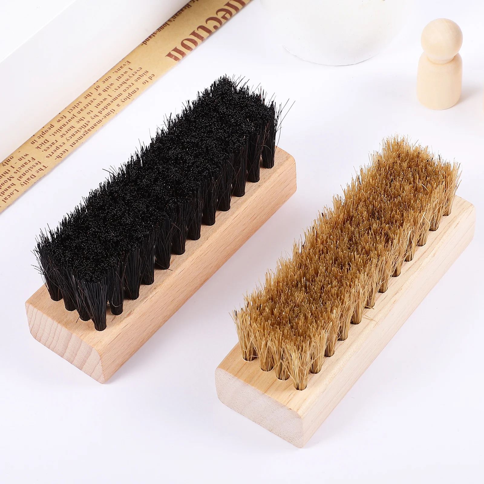

2Pcs Shoe Brush Set Polish Brushes Cleaning Cloth Practical Shoe Cleaning Kit for Home and Store