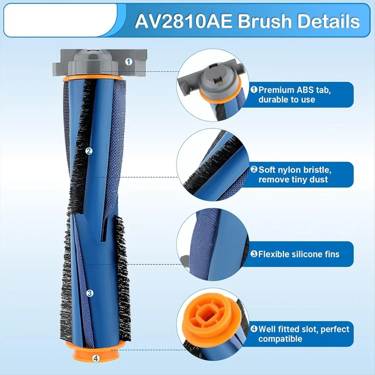 A791U Aug. Brushroll Replacement for AI Robot AV2501S AV2501AE RV2310 RV2310AE AV2610WA AV2310AE Vacuum Brush Roller