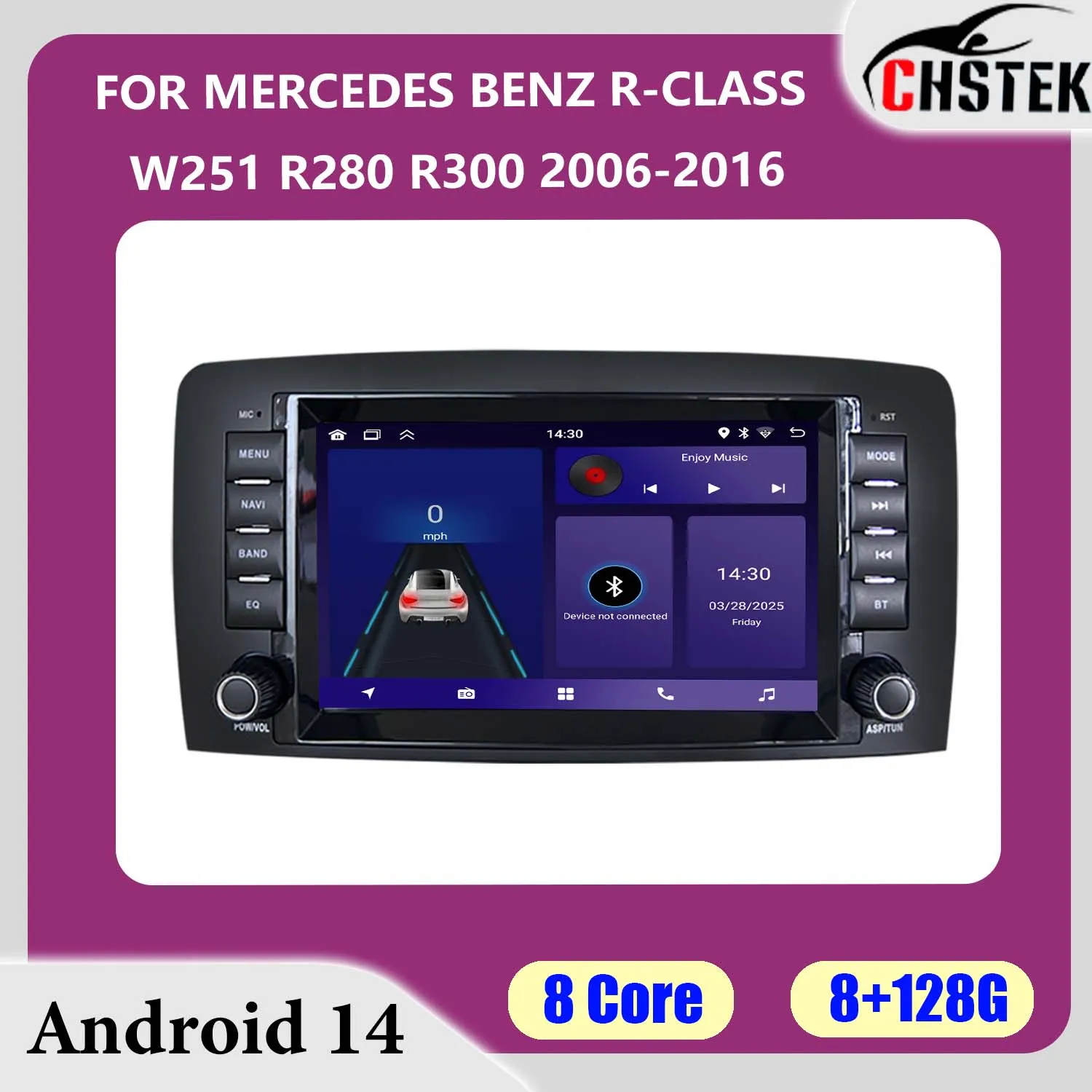Car Head Unit Carplay Navigation For Mercedes Benz R-Class W251 R280 R300 R320 R500 Android 14 WIFI GPS Auto Media Change Stereo