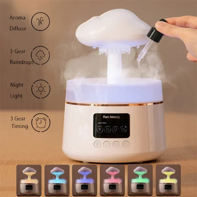 300ML Bluetooth Air Diffuser Mist Maker Rain Cloud Humidifier Design Mushroom Lamp Colorful NightLight Ultrasonic Aroma Diffuser