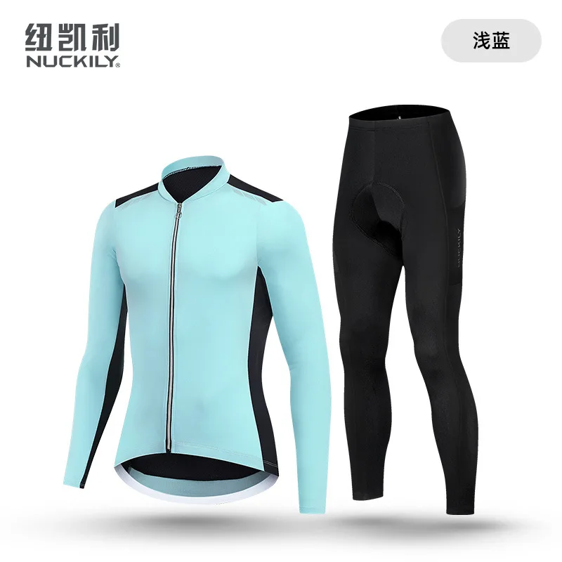 

NUCKILY Men's Cycling Set Quick Dry Jersey + Pants 3D Silicone Padded Breathable Reflective with Storage Pockets for Long Distan