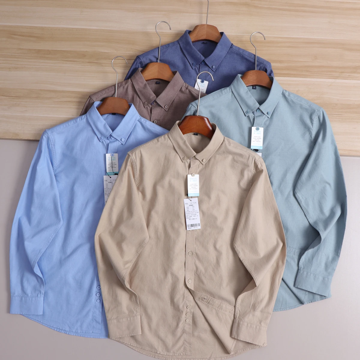 

Мужская рубашка с длинным рукавом, стандартный крой, для повседневной носки, дышащая, влагоотводящая, весенняя коллекция, смесовая ткань из лиоцелла Lenzing и хлопка