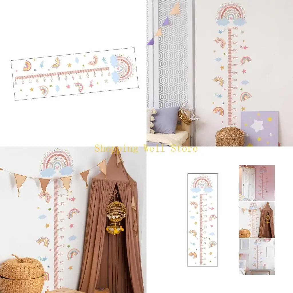 

KX4B Colorful Rainbow Height Measurement Wall Sticker for Kids Growth Chart Decal