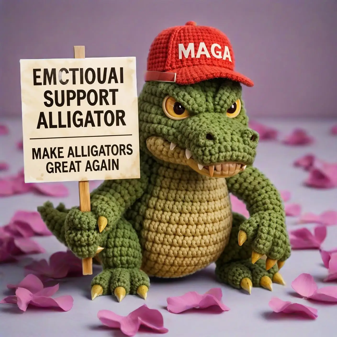 

Emotional Support Alligator, Handmade Mini Crochet Alligator Doll Knitted Toy, Cute Emotional Support Plush with Words, Funny Ga