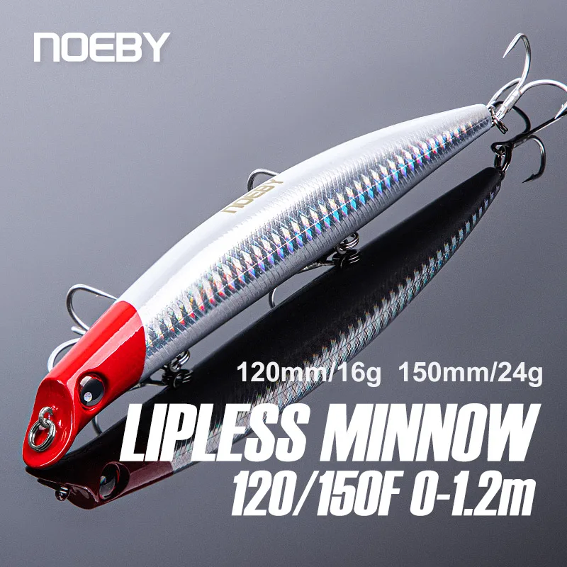 NOEBY 12 cm 16 g 15 cm 24 g Sasuke Minnow Angelköder Schwimmende lippenlose Wobbler Künstlicher harter Köder für Barsch-Hecht-Angelköder