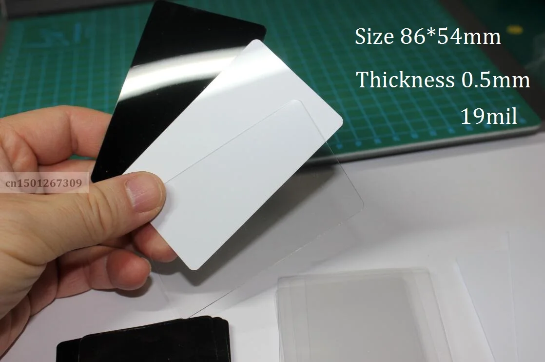 Glossy Finish Blank Plastic PVC Acetate Business Cards Thickness 0.5mm 19mil White Black Clear Transparent