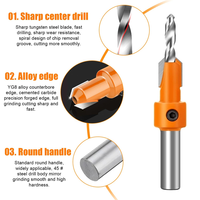 ABMI-5PCS 8Mm Shank Counter Sink HSS Drill Bits Set For Wood Screw Router Hole Punch For Woodworking Tools,