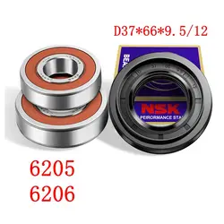 For LG drum washing machine Water seal（D37*66*9.5*12）+bearings 2 PCs（6205 6206）Oil seal Sealing ring New accessories