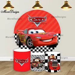 Mcqueen Car Round and Cylinder Covers Kids Photo Backdrop Boys Birthday Party Decor Baby Shower Photography Background