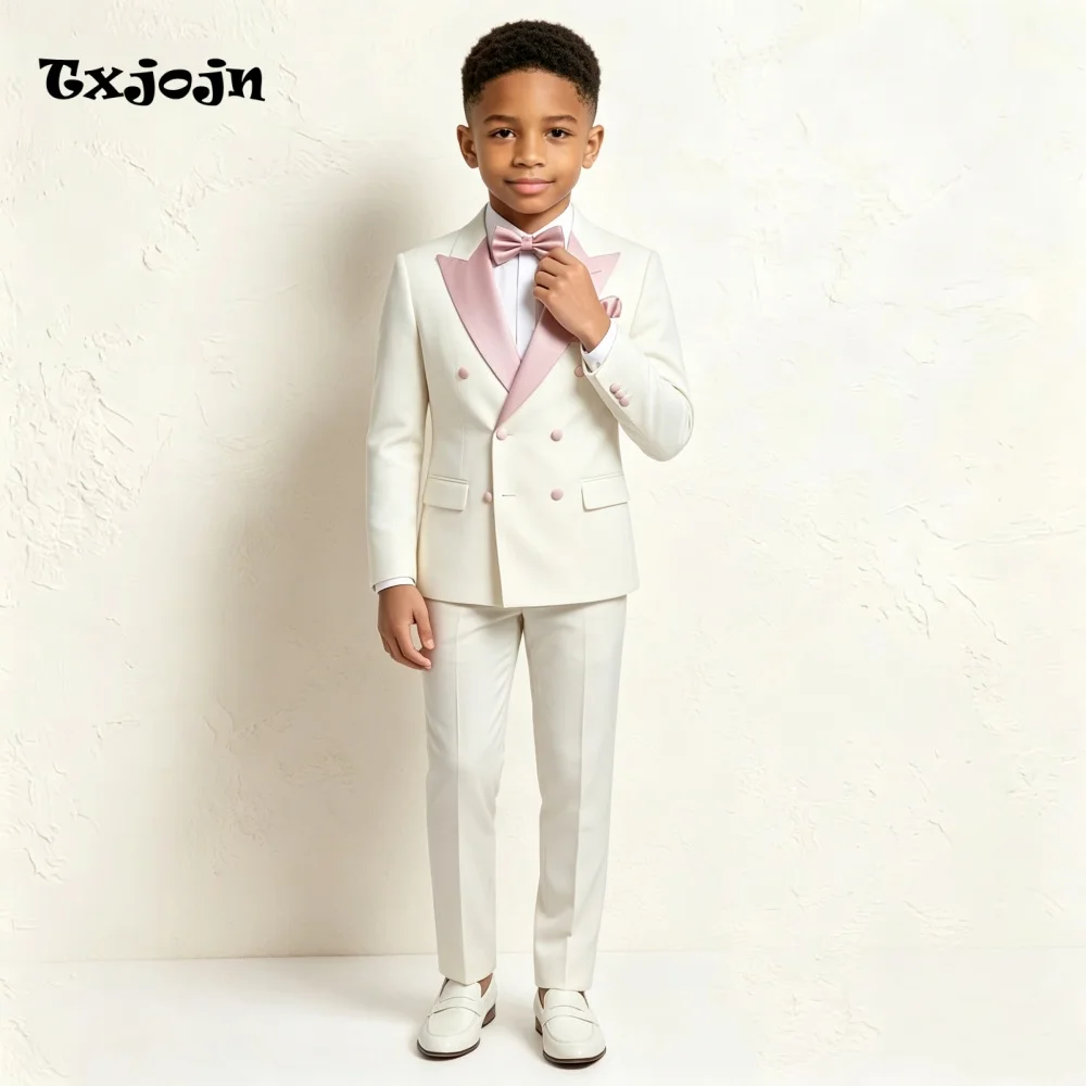 Formal Boys Suit Fashion Wedding Tuxedos 2-piece Set Trend Pointed Collar Jacket Double Breasted Blazer Pants for Party