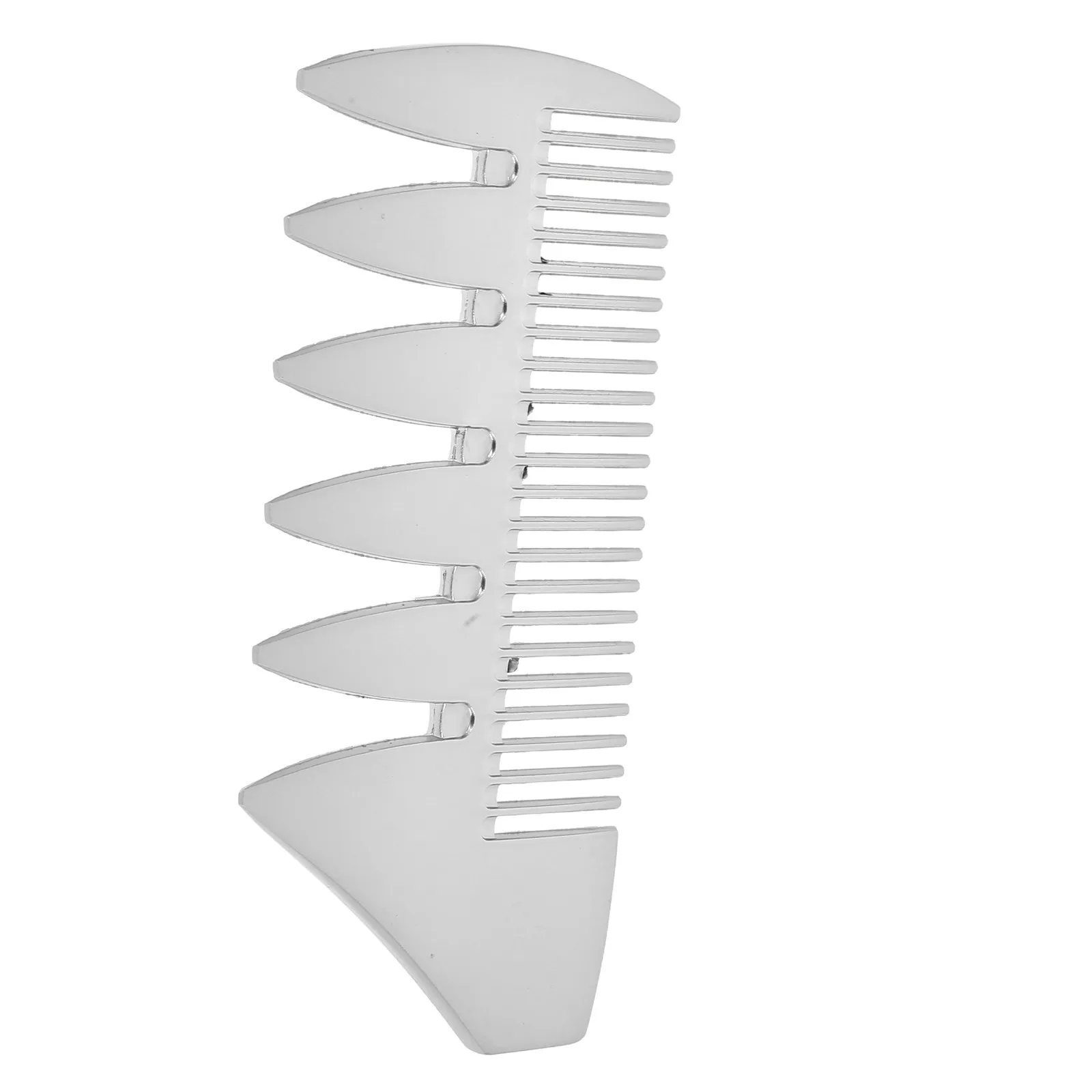 Dual Sides Alloy Pocket Size Beard Comb Silver Wallet Credit Card Shaving Comb Anti-Static Grooming Mustache Brush Travel Carry